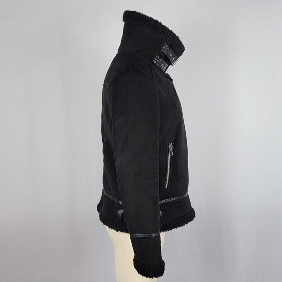 ZARA FAUX SUEDE DOUBLE FACED LONG JACKET BLACK US WOMEN'S SMALL - Picture 8 of 16